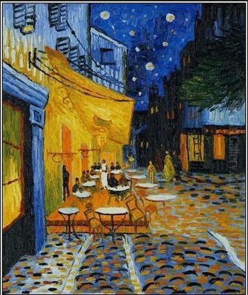 Cafe Terrace At Night Oil Painting by Vincent Van Gogh