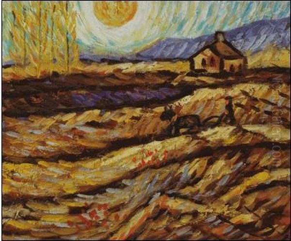 Enclosed Field With Ploughman Oil Painting by Vincent Van Gogh