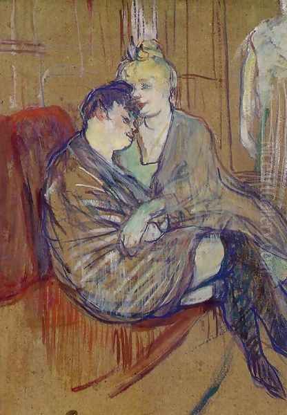 The Two Girlfriends 2 Oil Painting by Henri De Toulouse-Lautrec