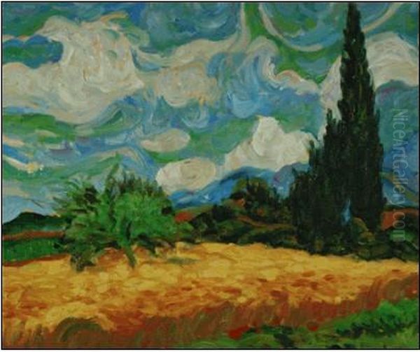 Wheat Field With Cypresses Oil Painting by Vincent Van Gogh