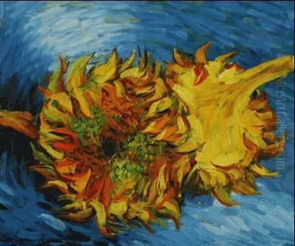 Two Sunflowers Oil Painting by Vincent Van Gogh