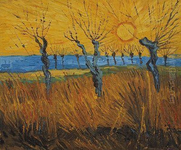 Willows At Sunset Oil Painting by Vincent Van Gogh