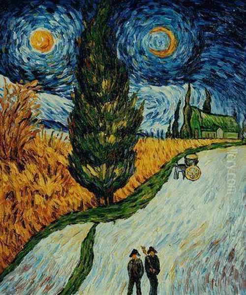 Road With Cypress And Star Oil Painting by Vincent Van Gogh