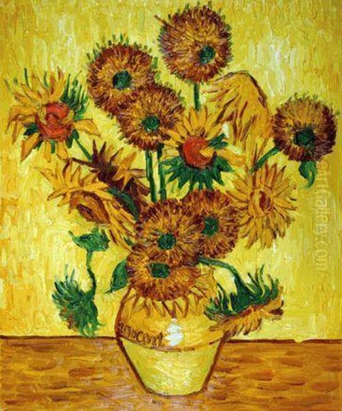 Vase With Fifteen Sunflowers Oil Painting by Vincent Van Gogh