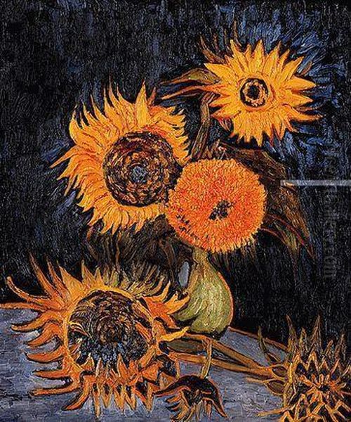 Five Sunflowers In A Vase Oil Painting by Vincent Van Gogh