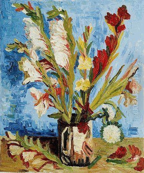 Vase With Gladiolias Oil Painting by Vincent Van Gogh