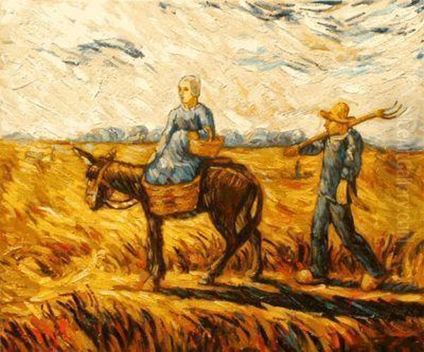 Peasant Couple Going To Work Oil Painting by Vincent Van Gogh