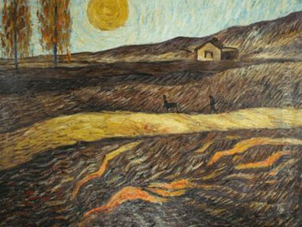 Enclosed Field With Ploughman Oil Painting by Vincent Van Gogh