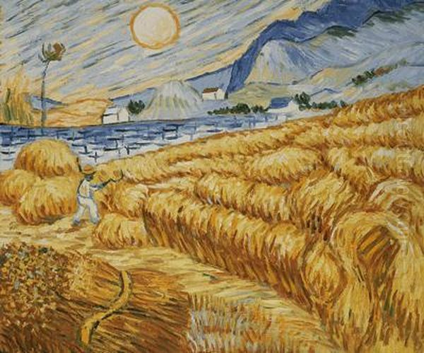 Enclosed Field With Reaper At Sunrise Oil Painting by Vincent Van Gogh