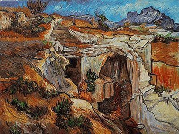 Entrance To A Quarry Near St. Remy Oil Painting by Vincent Van Gogh