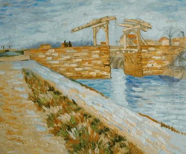 Langlois Bridge At Arles With Road Alongside The Canal Oil Painting by Vincent Van Gogh