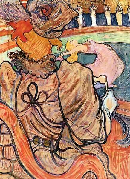 At the Nouveau Cirque: the Dancer and Five Stuffed Shirts Oil Painting by Henri De Toulouse-Lautrec