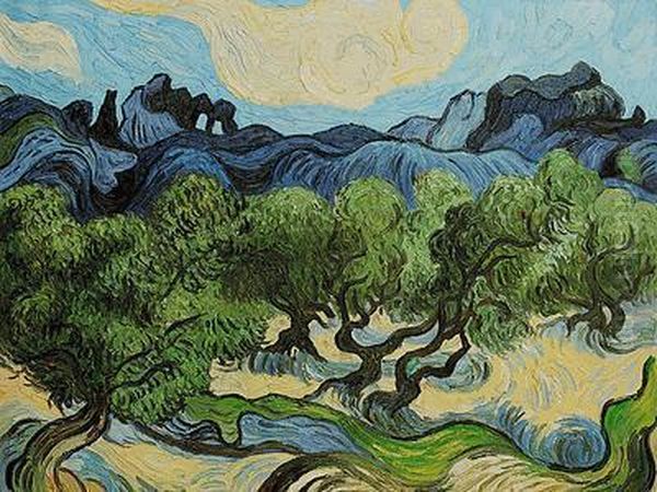 Olive Trees With The Alpilles In The Background Oil Painting by Vincent Van Gogh