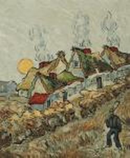 Thatched Cottages In The Sunshine: Reminiscences Of The North Oil Painting by Vincent Van Gogh