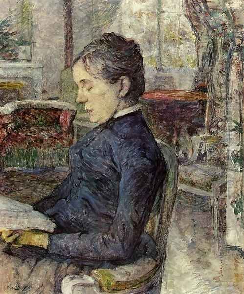 Comtesse a. de Toulouse-Lautrec in the Salon at Malrome Oil Painting by Henri De Toulouse-Lautrec