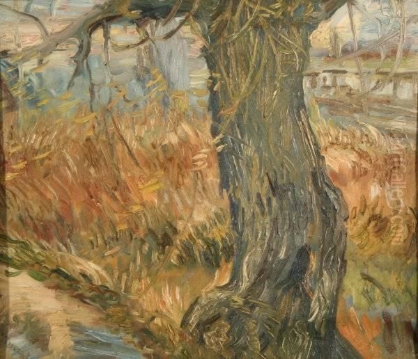 Tree By Theriver Oil Painting by Vincent Van Gogh