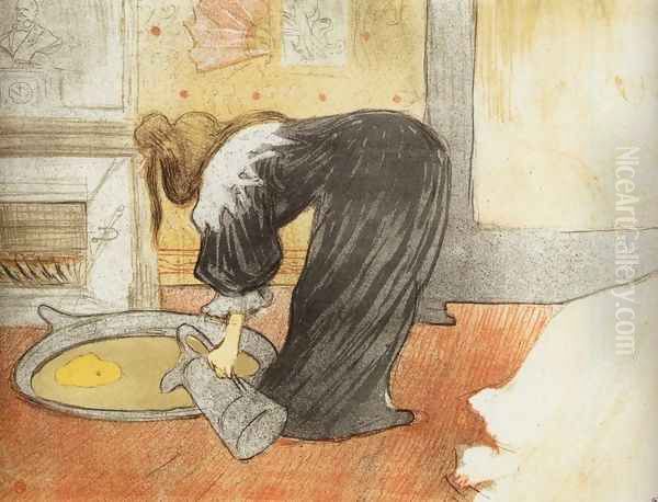 Elles: Woman with a Tub Oil Painting by Henri De Toulouse-Lautrec