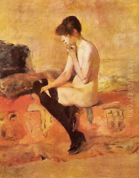 Nude woman on a divan Oil Painting by Henri De Toulouse-Lautrec