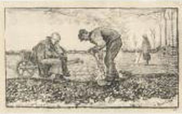 Travail Des Champs (burning Weeds) (de La Faille 1660; Van Heugten And Pabst 8) Oil Painting by Vincent Van Gogh