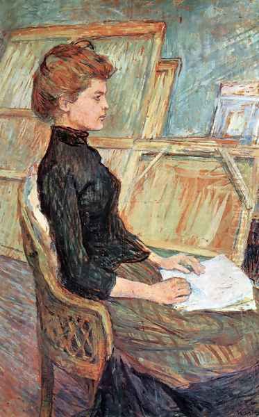 Model study, Helene Vary Oil Painting by Henri De Toulouse-Lautrec