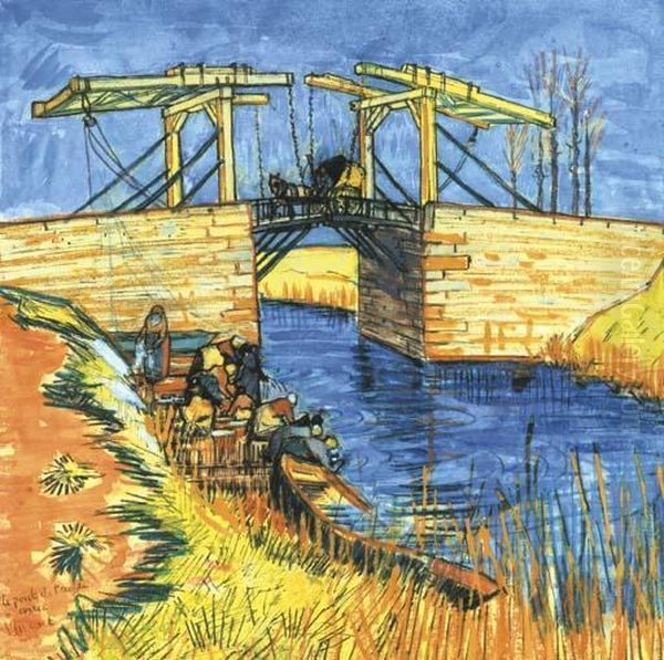 Le Pont De Langlois A Arles Oil Painting by Vincent Van Gogh