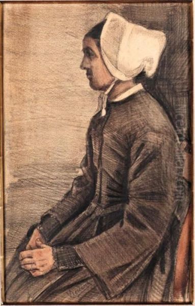 Woman With White Cap, Half-length Oil Painting by Vincent Van Gogh