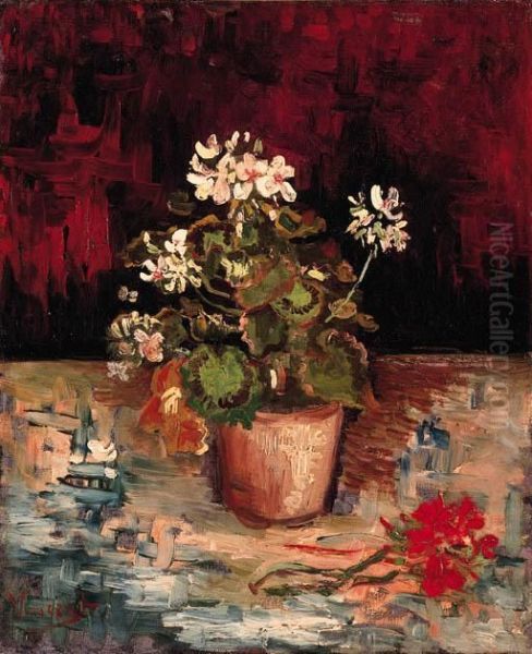 Nature Morte: Pot De Granium Oil Painting by Vincent Van Gogh