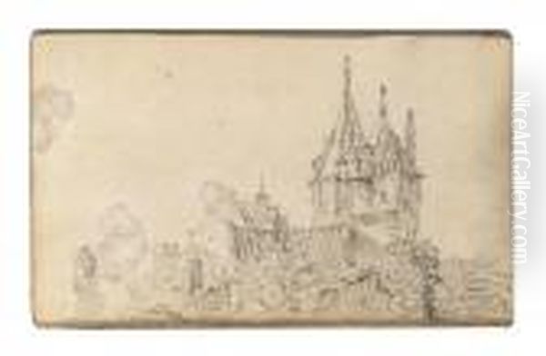 A Small Castle With Two Towers Oil Painting by Jan van Goyen