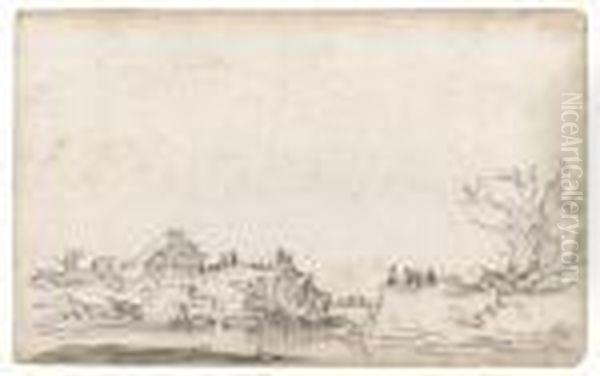 The Breach In The Dyke At Houtewael Oil Painting by Jan van Goyen