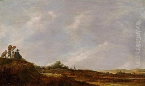 Dunenlandschaft Mit Figuren Auf Einer Anhohe Oil Painting by Jan van Goyen