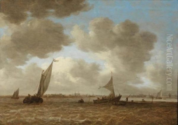 Shipping In Choppy Waters Oil Painting by Jan van Goyen