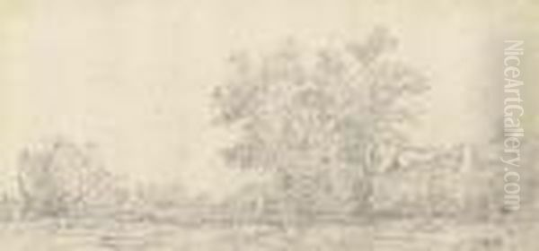 Studies Of Trees And Bushes, With Cottages Oil Painting by Jan van Goyen