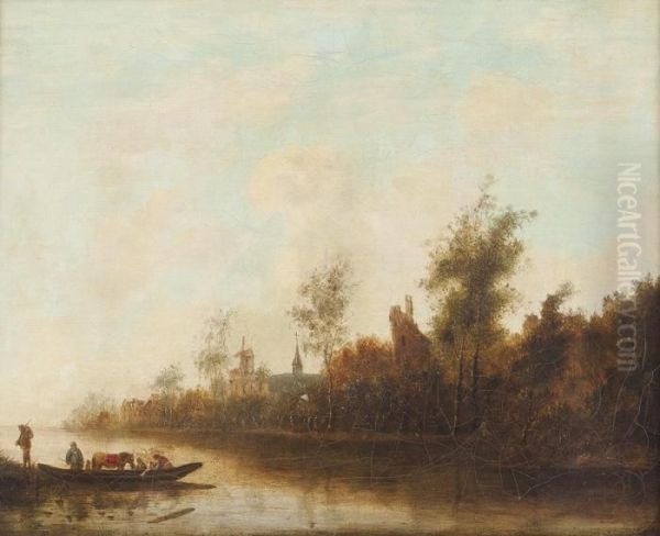 Kahn Vor Angrenzender Stadt Oil Painting by Jan van Goyen