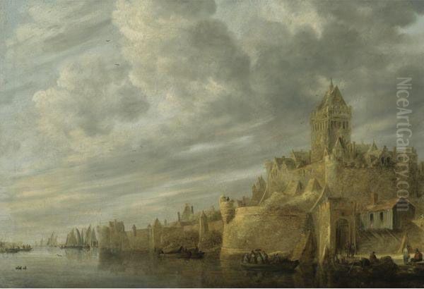 A View Of The Valkhof In Nijmegen Oil Painting by Jan van Goyen