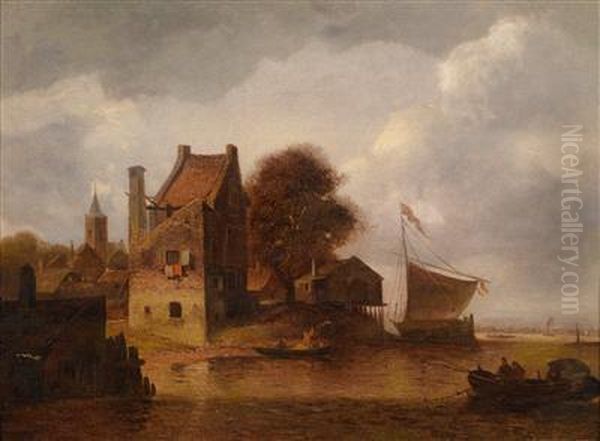 Eine Flusslandschaft Mit Fischern Oil Painting by Jan van Goyen