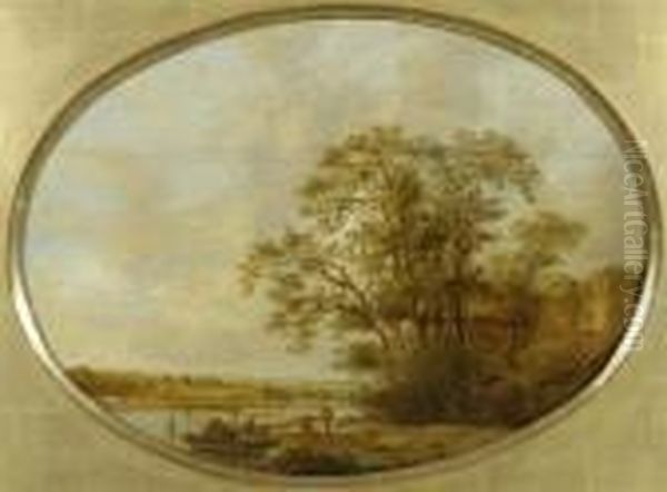 A River Landscape With Trees. Oil Painting by Jan van Goyen