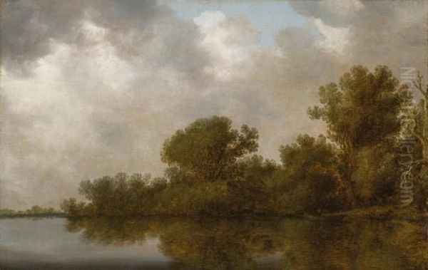 Flusslandschaft Mitbooten Oil Painting by Jan van Goyen