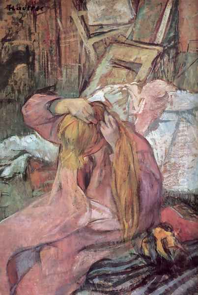 Woman combing her hair 2 Oil Painting by Henri De Toulouse-Lautrec