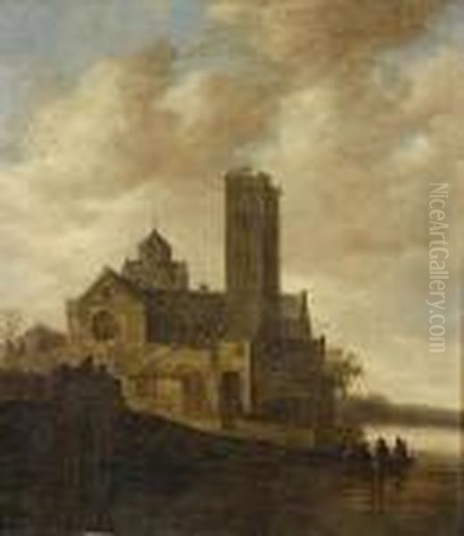 Paysage Fluvial Domine Par Une Eglise Oil Painting by Jan van Goyen