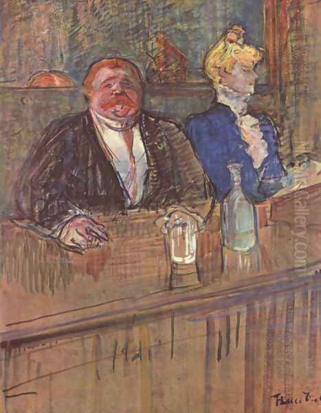 Au Café, Le consommeteur et la cassière chlorotique Oil Painting by Henri De Toulouse-Lautrec