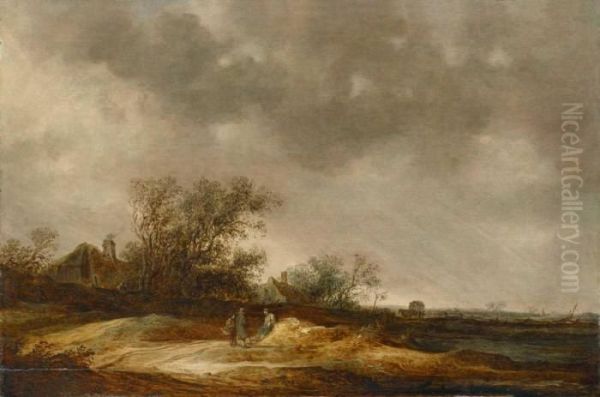 Landschaft Mit Drei Landleuten Oil Painting by Jan van Goyen