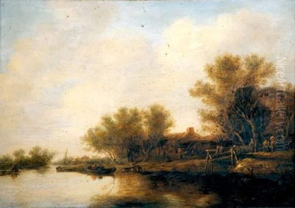 Paysage Fluvial Oil Painting by Jan van Goyen