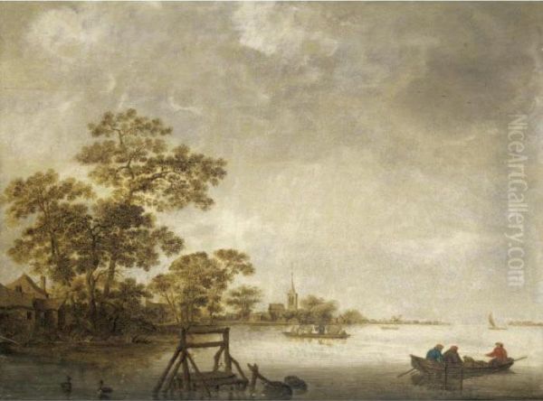 A River Landscape Oil Painting by Jan van Goyen