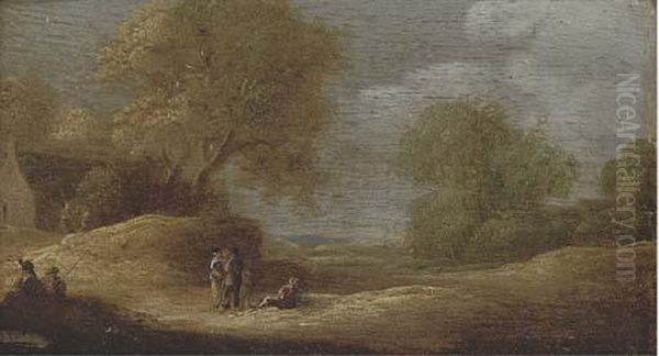 A Dune Landscape With Figures Oil Painting by Jan van Goyen