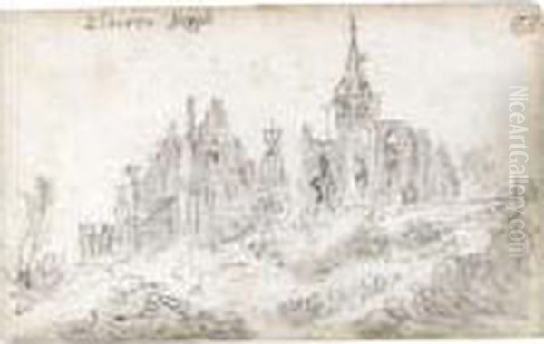 View Of Elterberg With The Abbey Partly In Ruins Oil Painting by Jan van Goyen