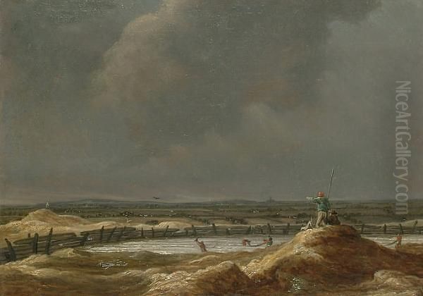 Bleaching Fields With A View Off Haarlem. Oil Painting by Jan van Goyen