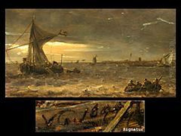 Fischerboote Im Seesturm Oil Painting by Jan van Goyen