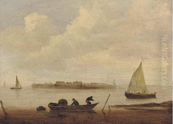 Figures In A Boat Oil Painting by Jan van Goyen