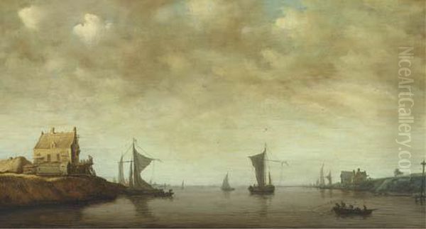 Shipping By The Oude Wachthuis On The Kil Near Dordrecht Oil Painting by Jan van Goyen