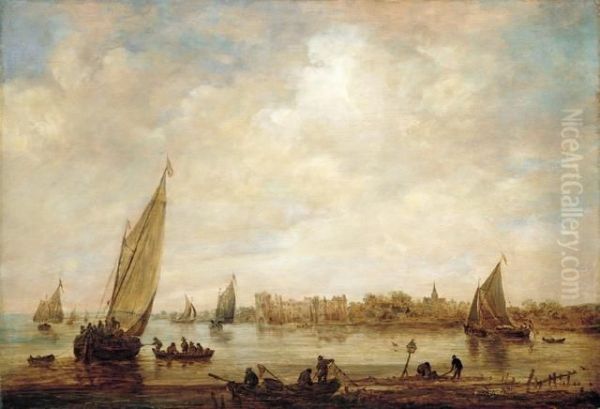 River Landscape Oil Painting by Jan van Goyen